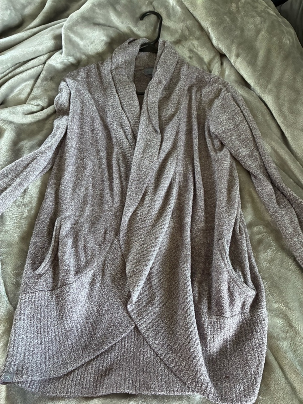 Barefoot Dreams Open-Front Cardigan in Heather Taupe